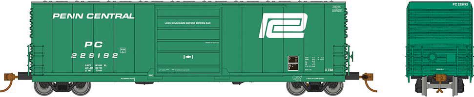 Evans X72A Boxcar 6-Pack - Ready to Run -- Penn Central (Jade Green, white, Large Logo)