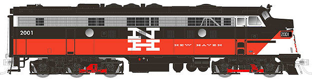 EMD FL9 - Standard DC -- New Haven #2001 (Class EDER-5 Modernized, black, red, white)