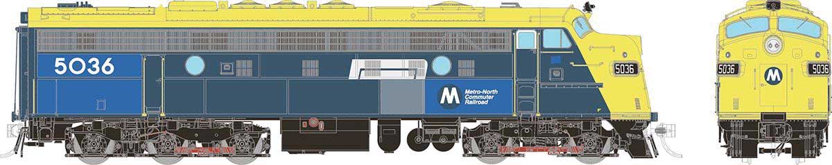 EMD FL9 - Standard DC -- Metro North #5036 (Patched, blue, yellow)