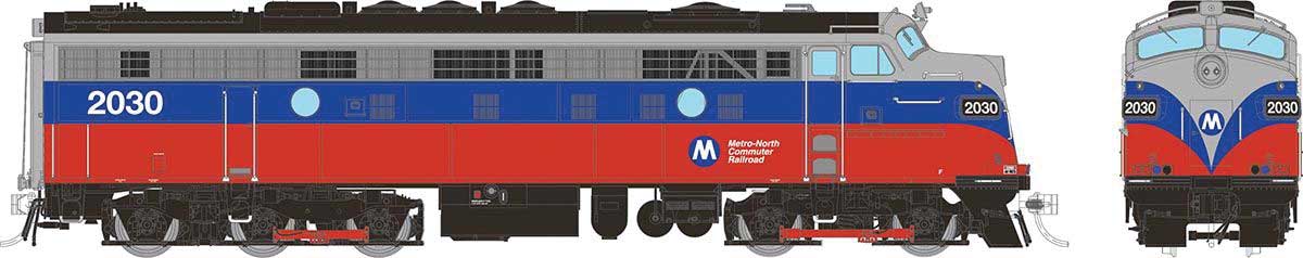 EMD FL9 - Standard DC -- Metro North #2030 (red, blue, silver)