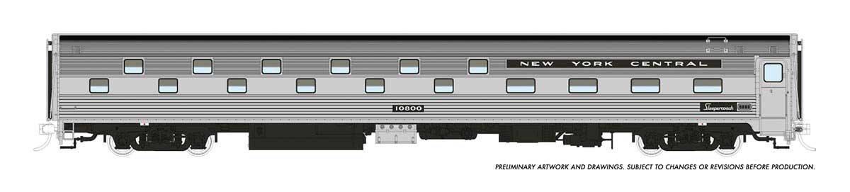 Budd Slumbercoach - Ready to Run -- New York Central 10800 (stainless, black)