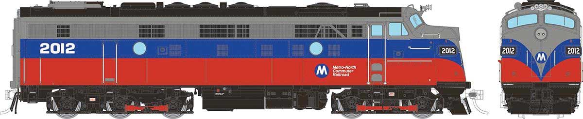 EMD FL9 Rebuilt/Modernized Version - Standard DC -- Metro North #2012 (red, blue, silver)