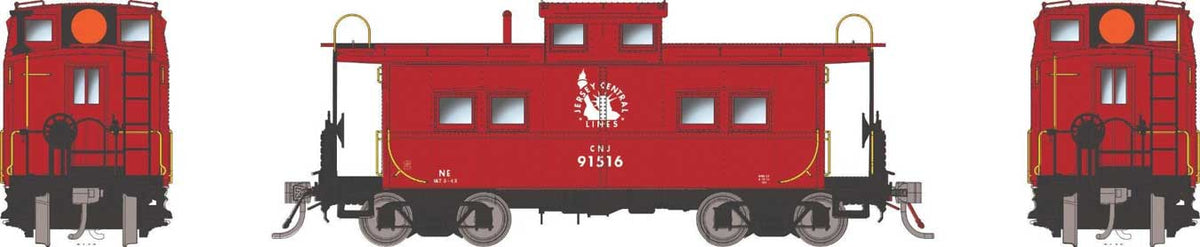 Northeastern-Style Steel Caboose - Duryea Underframe - Ready to Run -- Central Railroad of New Jersey #91516 (red, white, Liberty Lines Logo)