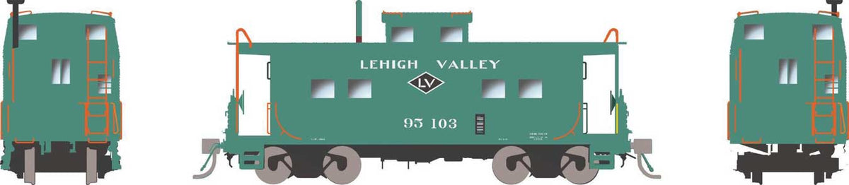 Northeastern-Style Steel Caboose - Duryea Underframe - Ready to Run -- Lehigh Valley #95103 (green, white, black)