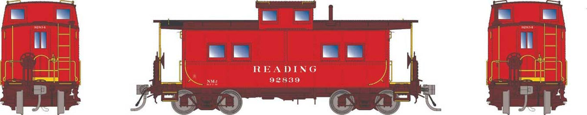 Northeastern-Style Steel Caboose - Duryea Underframe - Ready to Run -- Reading #92839 (As-Delivered, red, black)