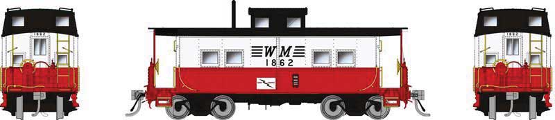 Northeastern-Style Steel Caboose - Duryea Underframe - Ready to Run -- Western Maryland #1826 (Circus, white, red, black)