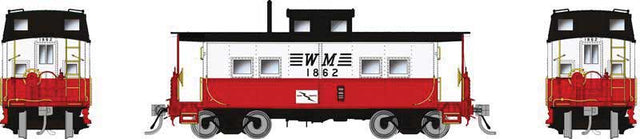 Northeastern-Style Steel Caboose - Duryea Underframe - Ready to Run -- Western Maryland #1826 (Circus, white, red, black)