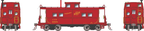 Northeastern-Style Steel Caboose - Porthole End Window - Ready to Run -- Chicago & North Western #10808 (red, yellow)