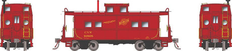 Northeastern-Style Steel Caboose - Porthole End Window - Ready to Run -- Chicago & North Western #10809 (red, yellow)