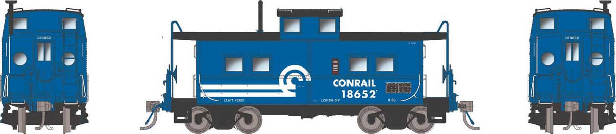 Northeastern-Style Steel Caboose - Porthole End Window - Ready to Run -- Conrail  #18652 (blue, black)