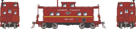 Northeastern-Style Steel Caboose - Porthole End Window - Ready to Run -- Lehigh Valley #95046 (Cornell Red, yellow, Black Diamond Logo)