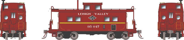 Northeastern-Style Steel Caboose - Porthole End Window - Ready to Run -- Lehigh Valley #95047 (Cornell Red, yellow, Black Diamond Logo)