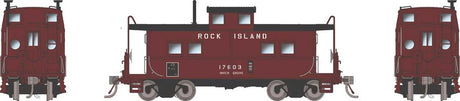 Northeastern-Style Steel Caboose - Porthole End Window - Ready to Run -- Rock Island #17603 (maroon, black)