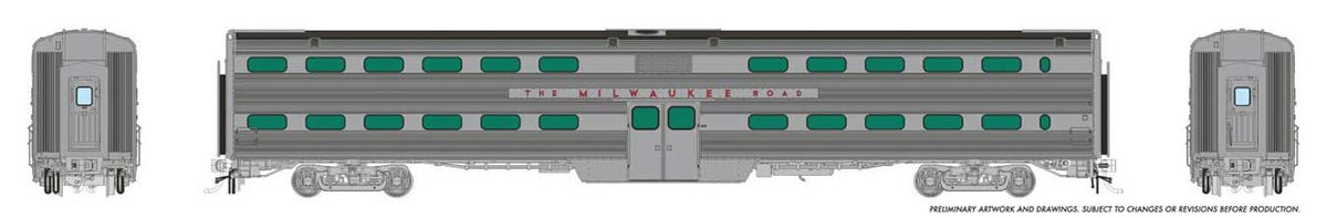 MILW-RI Style Budd Gallery Commuter Coach - Ready to Run -- Milwaukee Road #325 (stainless, red)