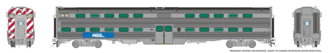 MILW-RI Style Budd Gallery Commuter Coach w/Dummy Cab & Windows - Ready to Run -- Metra #8270 (Modern Logo, stainless, blue, white)