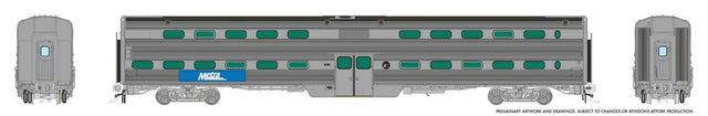 MILW-RI Style Budd Gallery Commuter Coach w/Dummy Cab w/o Windows - Ready to R -- Metra #8210 (Modern Logo, stainless, blue, white)