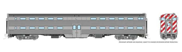 Budd Gallery Bi-Level Commuter Cab Coach - Ready to Run -- Painted, Unlettered (stainless, white, orange)