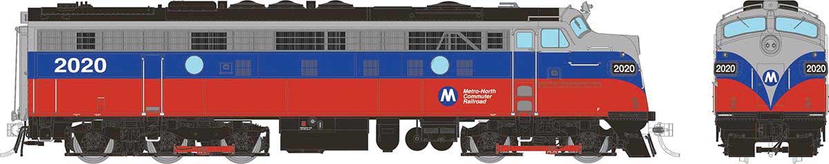 EMD FL9 - Sound & DCC -- Metro North #2020 (red, blue, silver)