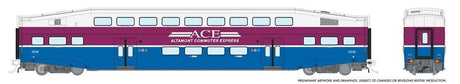 Bi-Level Commuter Coach - Ready to Run -- Altamont Commuter Express No Number (white, purple, blue)