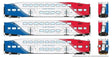 Bi-Level Commuter 2 Coach and Cab Car Set - Ready to Run -- FrontRunner UTA Set #1 #102, 204, 207 (white, red, blue)