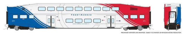 Bi-Level Commuter Coach - Ready to Run -- FrontRunner UTA No Number (white, red, blue)