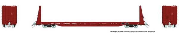 Marine Industries Bulkhead Flatcar - Ready to Run -- Canadian National CNIS (International Scheme, Mineral Brown)