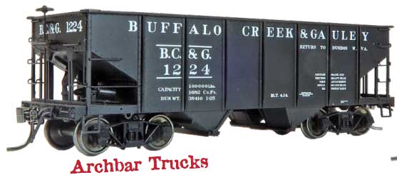 Class GLa 2-Bay Hopper 3-Pack - Ready to Run -- Buffalo Creek & Gauley #1224, 1307, 1539 (Early w/Arch Bar Trucks, black)