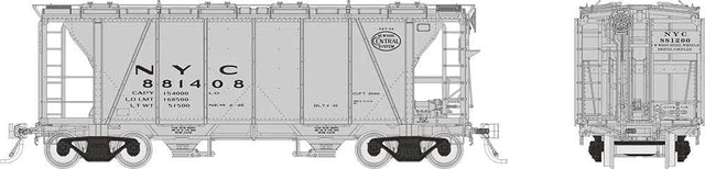 Enterprise 2-Bay Covered Hopper 6-Pack - Ready to Run -- New York Central (Set #1; gray, black; Gothic Lettering, System Logo)