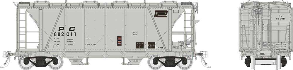 Enterprise 2-Bay Covered Hopper - Ready to Run -- Penn Central (gray, black, Small Logo)