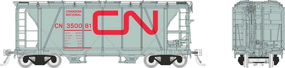 Enterprise 2-Bay Covered Hopper 6-Pack - Ready to Run -- Canadian National Set #1 (gray, red, Noodle Logo)