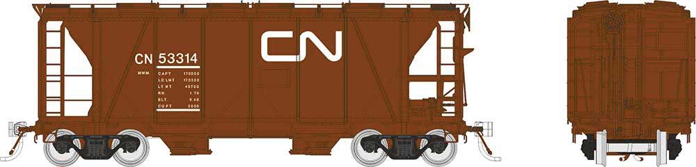 Enterprise 2-Bay Covered Hopper 3-Pack - Ready to Run -- Canadian National Set #1 (MOW, Boxcar Red, white, Noodle Logo)