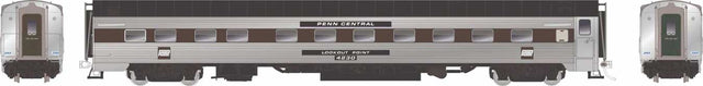 Pullman-Standard 14-4 "Point" Sleeper with Skirts - Ready to Run -- Penn Central #4243 Shippan Point (stainless, black, white)