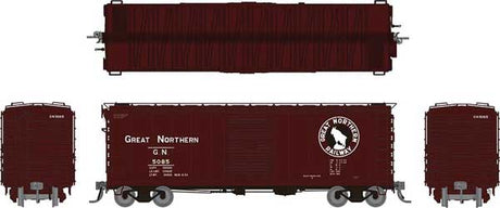 GN 40' 12-Panel Boxcar w/Late Improved Dreadnaught Ends - Ready to Run -- Great Northern (Mineral Red, black, white)