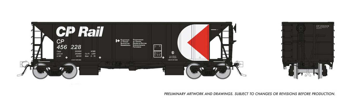 NSC Ballast Hopper 6-Pack - Ready to Run -- Canadian Pacific Set #2 (black, white, red, Multimark, Branchline Program)