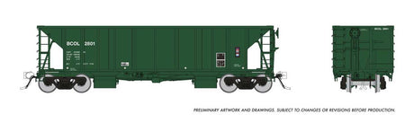 NSC Ballast Hopper - Ready to Run -- British Columbia Railway Random from Set #2 (Late, green)