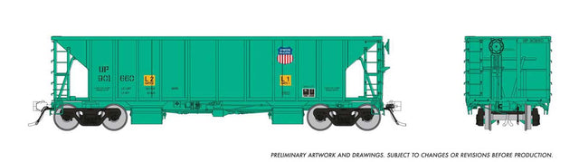 NSC Ballast Hopper - Ready to Run -- Union Pacific Random from Set #2 (Late, MOW green, Small Shield Logo)