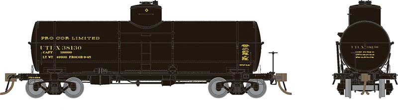 Union Tank Car 10,000-Gallon X-3 Tank Car 6-Pack - Ready to Run -- Procor Limited UTLX Set 2 (black, yellow)