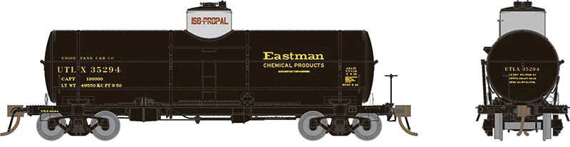 Union Tank Car 10,000-Gallon X-3 Tank Car 6-Pack - Ready to Run -- Eastman Chemical UTLX Set 1 (black, gray, yellow)