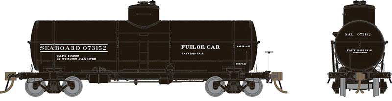Union Tank Car 10,000-Gallon X-3 Tank Car - Ready to Run -- Seaboard Air Line (black, white)