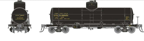 Union Tank Line X-3 8,000-Gallon Tank Car 6-Pack - Ready to Run -- Union Tank Line UTLX Set #1 (1950s Scheme, black, yellow)