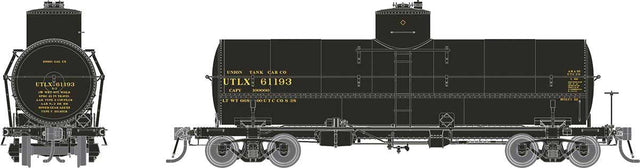 Union Tank Line X-3 10,000-Gallon Tank Car 6-Pack - Ready to Run -- Union Tank Line UTLX Set #1 (Late 1930s Scheme, black, yellow)
