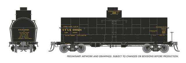 Union Tank Line X-3 "Breadbox" Tank Car 6-Pack - Ready to Run -- Union Tank Line UTLX Set #1 (Early-1950s Scheme, black, yellow)