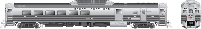 Budd RDC-3 Phase 2 - Standard DC -- Great Northern 2350 (stainless, red, Rocky Logo)