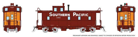 SP Class C-40-3 Steel Caboose with Roofwalk - Ready to Run -- Southern Pacific #1233 (1955 Modernized, Boxcar Red, orange, Large Gothic)