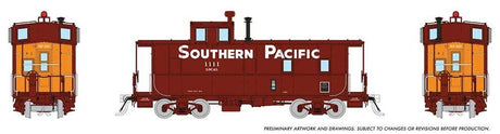 SP Class C-40-3 Steel Caboose No Roofwalk - Ready to Run -- Southern Pacific #1208 (1970s, Boxcar Red, orange, Large Gothic)