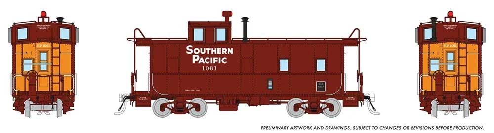 SP Class C-40-3 Steel Caboose with Roofwalk - Ready to Run -- Southern Pacific #1062 (Mid-1960s, Boxcar Red, orange, Small Gothic)