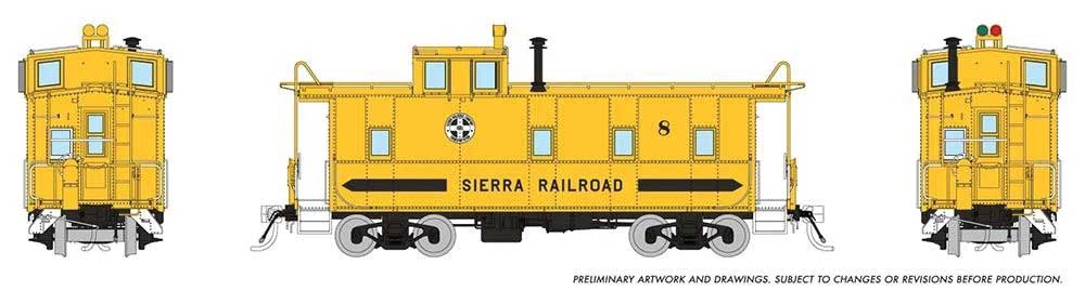 SP Class C-40-3 Steel Caboose No Roofwalk - Ready to Run -- Sierra RR #8 (1970, yellow, black)