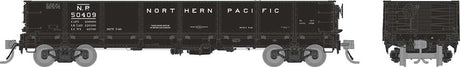 NP 40' Drop-Bottom Gondola - Ready to Run -- Northern Pacific (1940 Scheme, black, white)