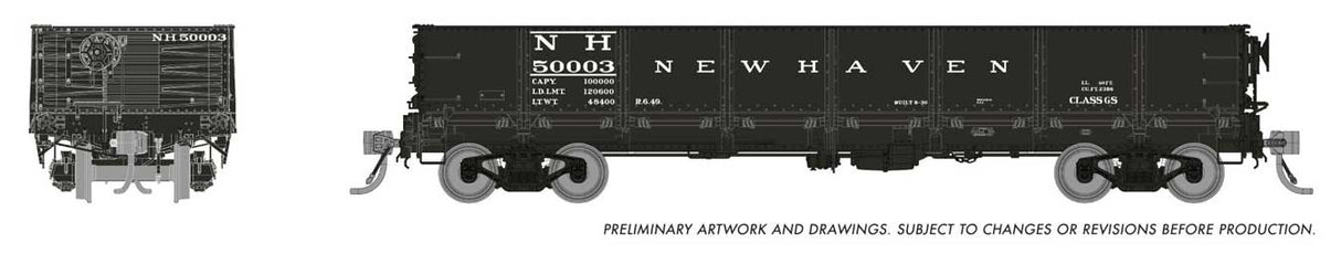 NP 40' Drop-Bottom Gondola - Ready to Run -- New Haven Random from Set #1 (black)