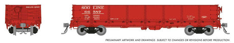 NP 40' Drop-Bottom Gondola 6-Pack - Ready to Run -- Soo Line Set #1 (Boxcar Red, white)
